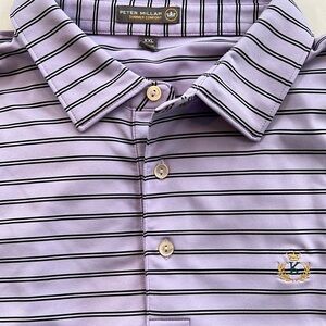 Peter Millar Summer Comfort Lavender w/ Black Stripes Polo Size XXL